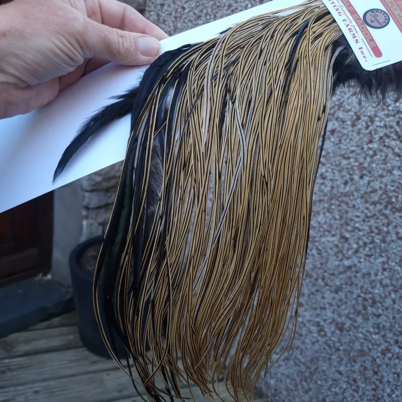 Whiting 1/2 BRONZE Grade Dry Fly Rooster Saddle in Golden Badger-2